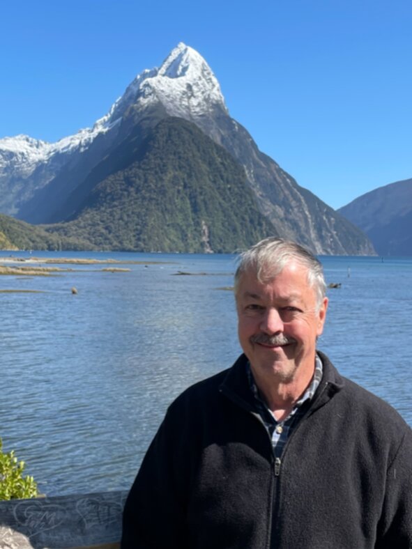 Golden resident Jim Closs visits New Zealand's Mitre Peak in October 2022. Closs has visited six of the seven continents, and plans to visit his final continent, Antarctica, in January.
